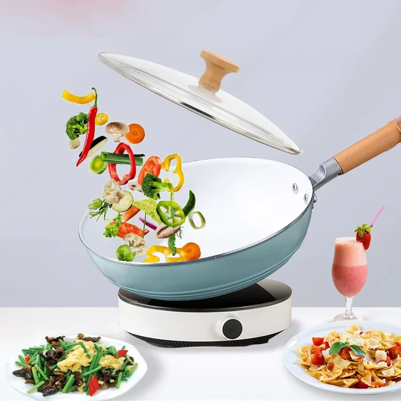 

Frying Pan Ceramic Non-stick Pan Less Oily Smoke Cooking Pot Induction Cooker Pan Gas Stove Universal