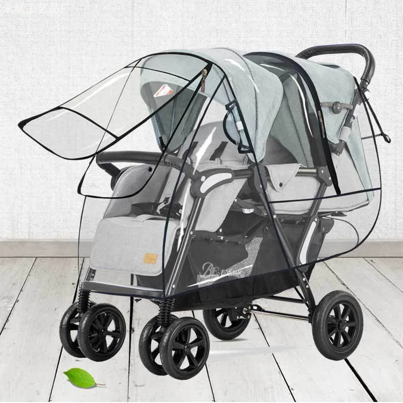 

Twin Baby Stroller Rain Cover Windshield Double Front and Rear Stroller Universal Rainproof Cozy Stroller Raincoat