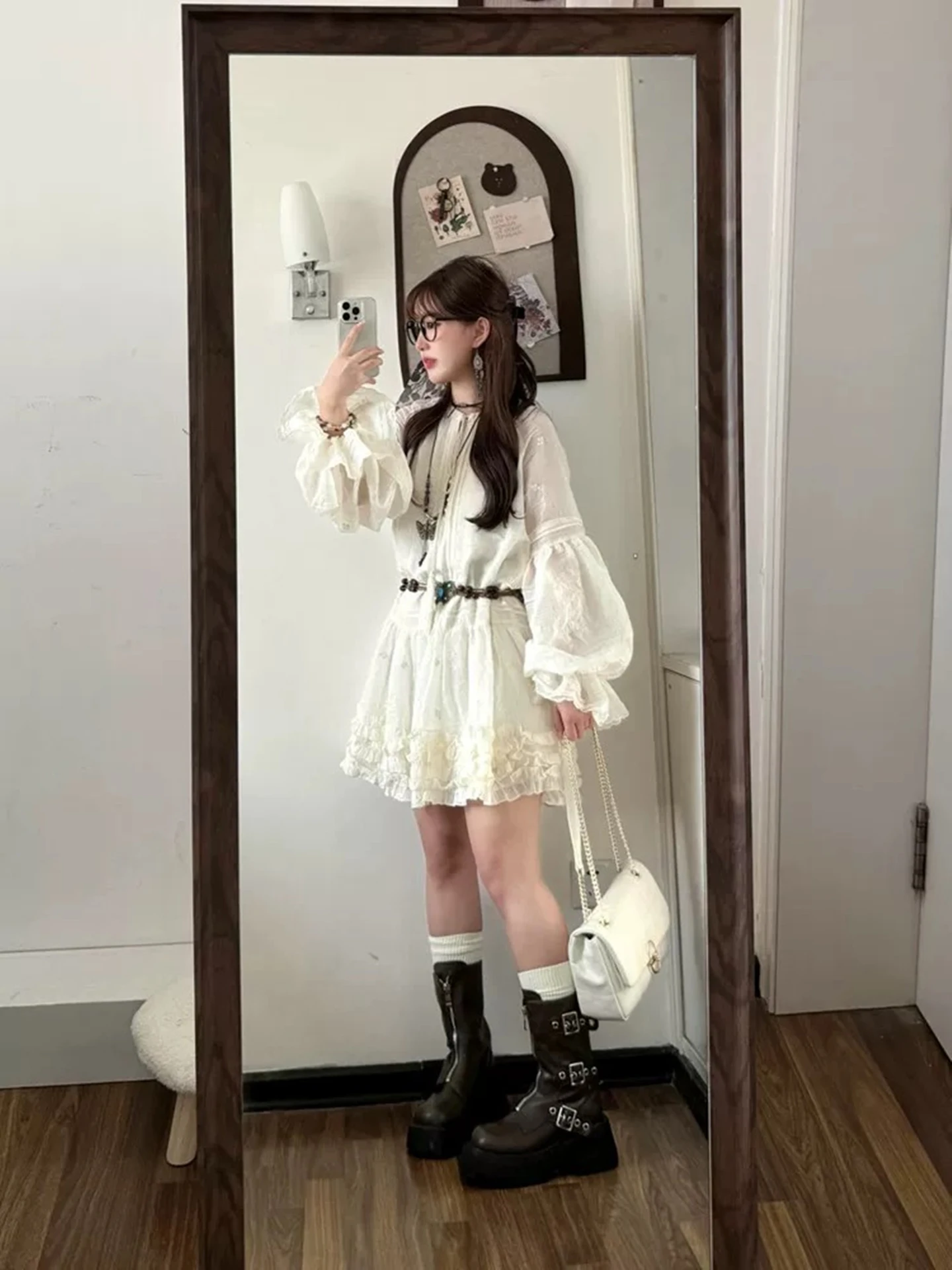 Abiti Abito da donna Kawaii Autunno Cupro Pieghettato a strati a vita alta Midi Orlo obliquo Personalità esotica artistica Telai a contrasto