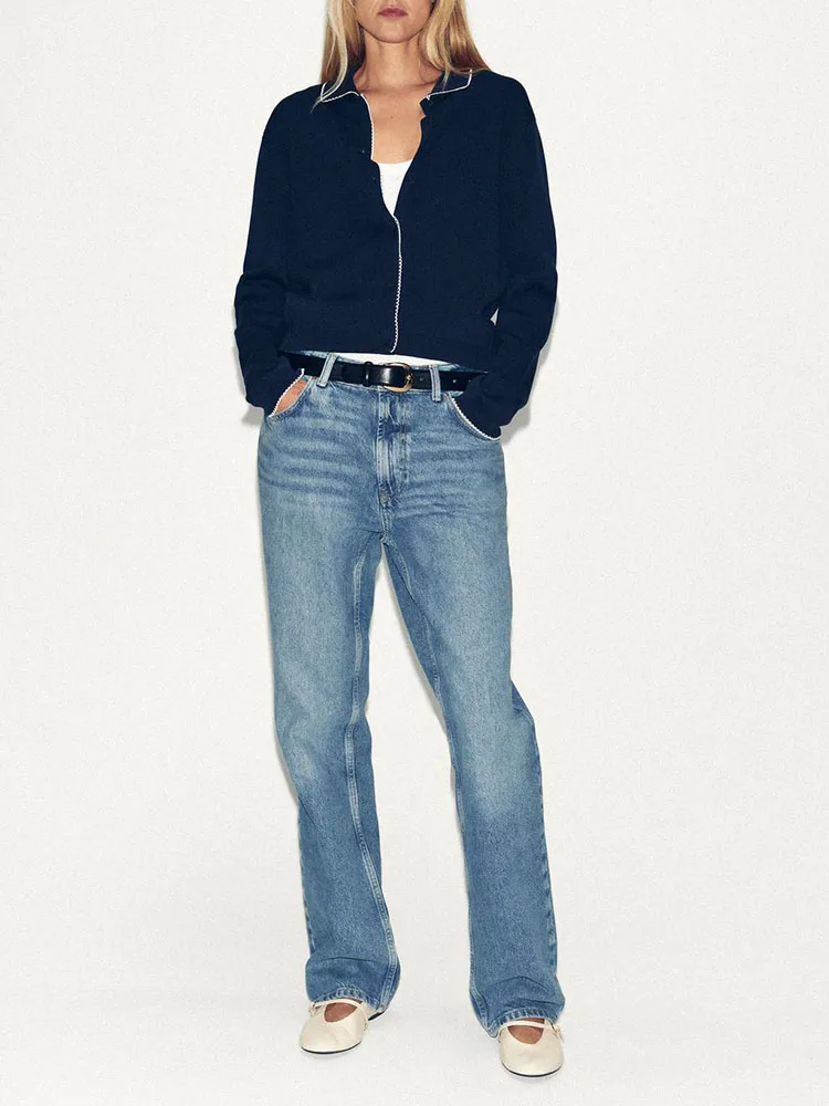 

Faionable Color Blo Button Long Sve Knitted Jaet New Arrival Women's round Ne Outerwear Spring Autumn Seasonal Wear