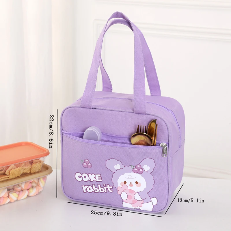 Cute Animal Printing Large Capacity Work Hand Carry Lining Aluminum Foil Insulated Lunch Bag Outdoor Picnic Thickened Locking Lu