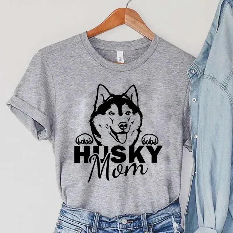 تي شيرت Harajuku Husky Mom مطبوع Y2k تي شيرت نسائي صيفي برسومات حيوانات ملابس نسائية كرتونية تي شيرت مطبوع عتيق
