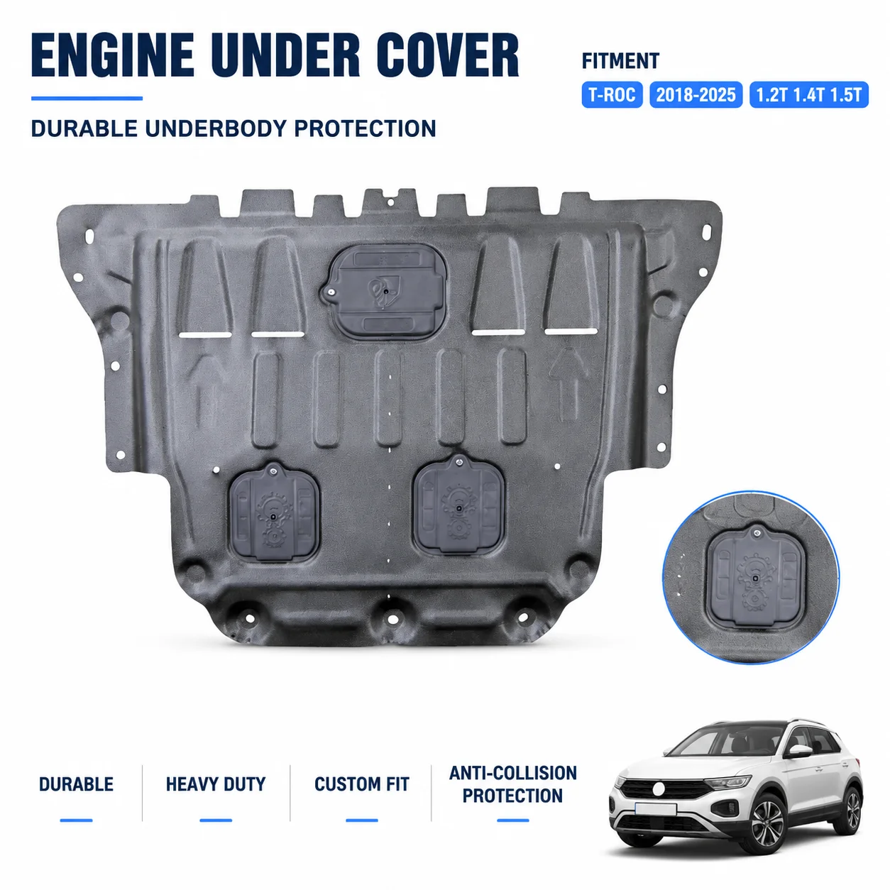 Engine Guard For Volkswagen T-ROC 2018-2025 1.2T 1.4T 1.5T Heavy Duty Underbody Protection Anti Collision Design Custom Fit