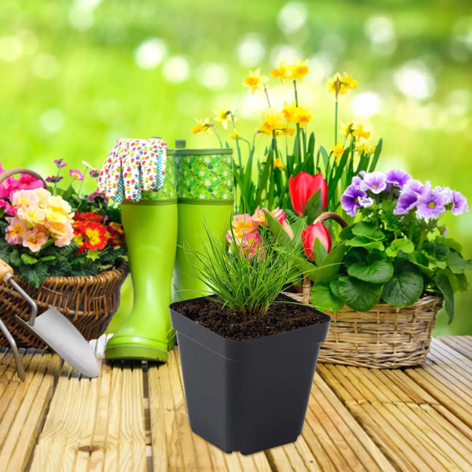 Seedling Pots 50Pcs Square Plant Seeding- Planting Cup Plastic Deep Nursery Tree Pot Flower Plant for Plants Vegetables Fruits