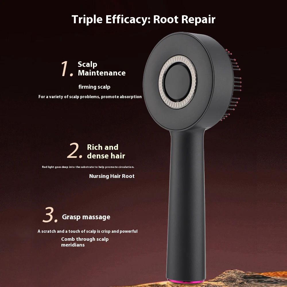 Pente de massagem elétrico portátil, 3 modos de luz infravermelha, laser, estimulador de folículo capilar, aplicador de óleo de essência para cuidados com os cabelos na cabeça