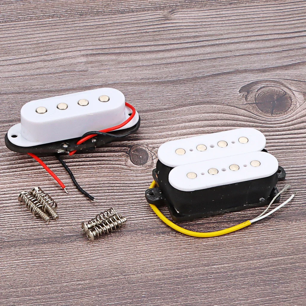 A Set of White Guitar Pickup Set Alnico 5  for 4 Strings Bass Guitar or Cigar Box Guitar Replacement