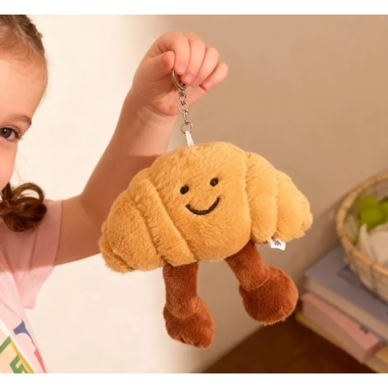 Cartoon Croissant Anhänger Schlüsselanhänger süße Mädchen Tasche Puppe Plüschtier Schlüsselanhänger Plüschtier Baby Puppe Geschenk