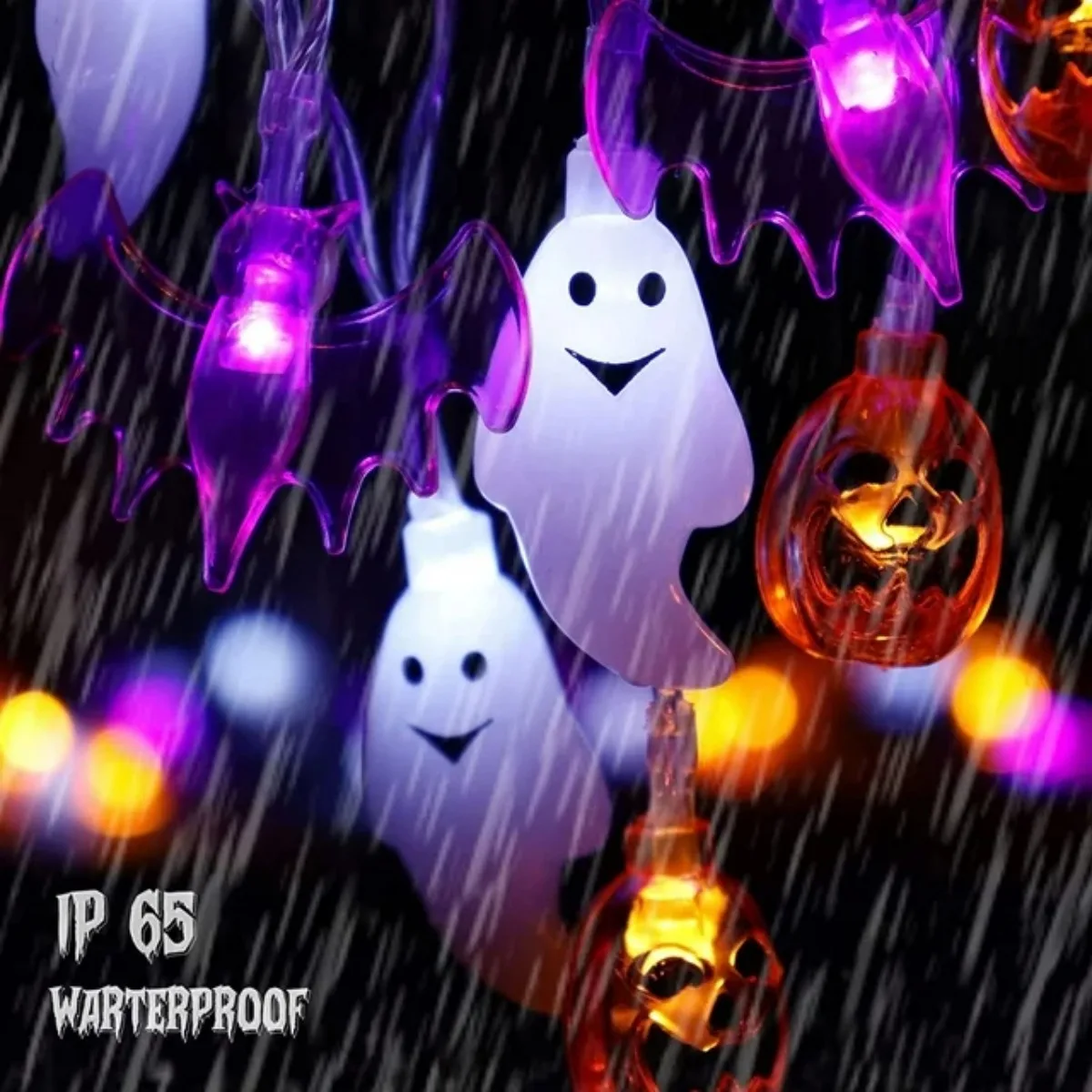 1pc 10/20/30LED Halloween Bat Ghost Pumpkin String Light Battery Operated For Home Bedroom Indoor And Outdoor Halloween Decor