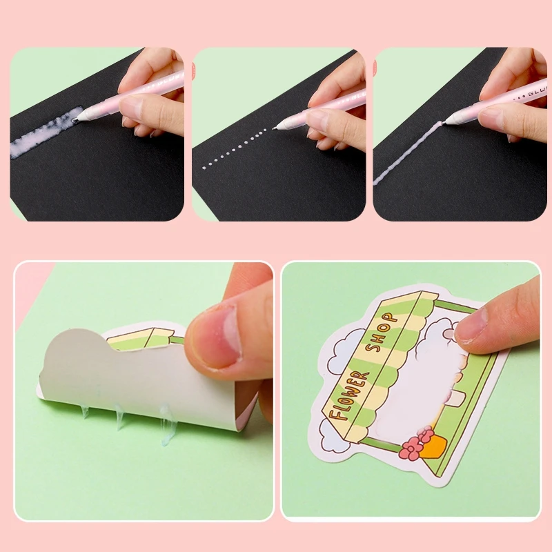 HXBE Creative Precision Adhesive Glue Pen Quick Dry Dot Sticker for Scrapbook Journal