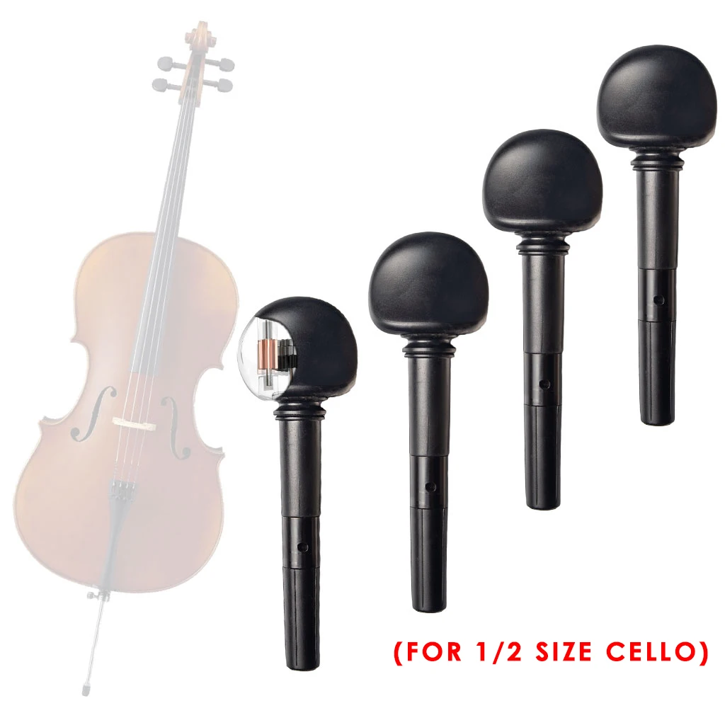 4PCS 1/2 Acoustic Cellos Scrolled Head Cello Geared Pegs Finetune Eays Tuning Pegs 1/2 Size Acoustic Electric Cellos Accessories