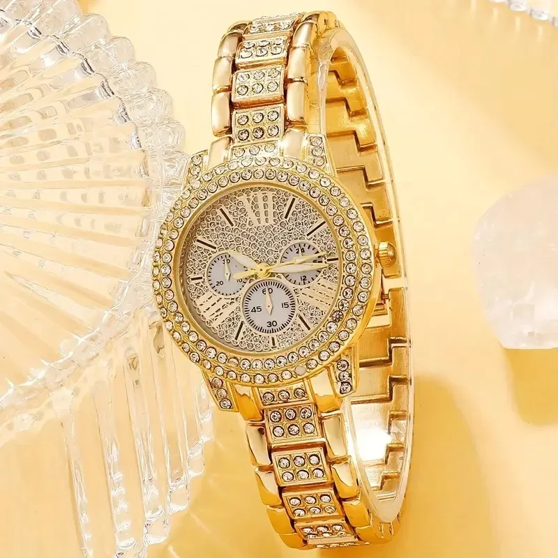1/3PCS Luxury Rhinestone Women Watches Elegant Roma Dial Ladies Quartz Watch Reloj Mujer Girls Clock Gift（Without Box）