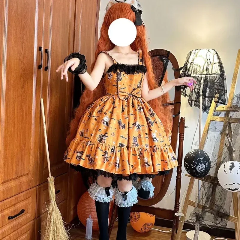 Original JSK cute girl summer dress women 2024 Halloween Lolita camisole dress Y2K