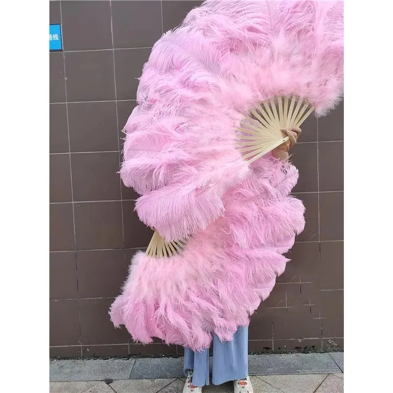 Cheap Sale Beautiful Dancing Dyed Colors Plumes Fans Large Fluffy Ostrich Feather Fan for Carnival Performance Decoration