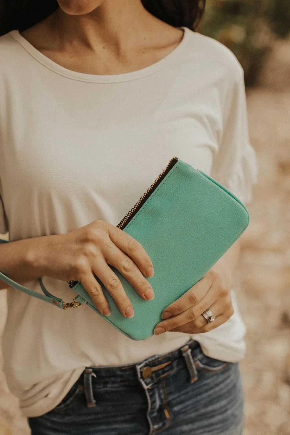 Veganes Leder-Clutch, klassische Damen-Tasche, kleine, minimalistische, mehrfarbige Geldbörse, solides Armband, Geldbörse, Handtasche, Reise-Kosmetiktasche