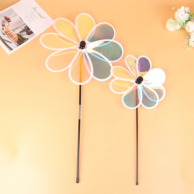 1Piece Sunflower Windmill Pinwheel Colourful Sequins Foldable Windmill Carry Camping Picnic Home Garden Decoration Outdoor Toys