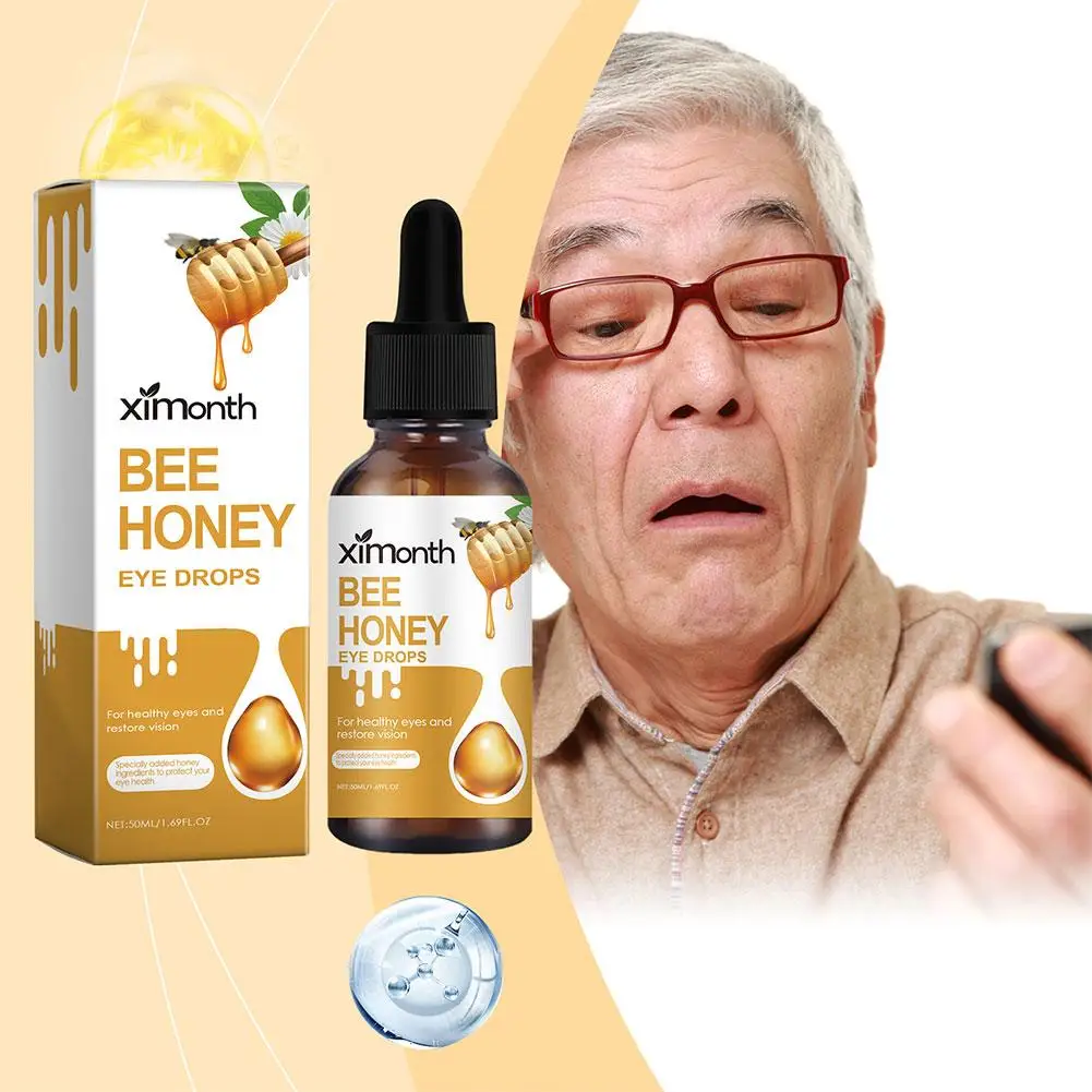 

50ml Bee Honey Eye Drops Cool Eye Drops Relieves Red Eyes Vision Eyes Blurred Dry Health Eyesight Itchy Protect Clean T6R0