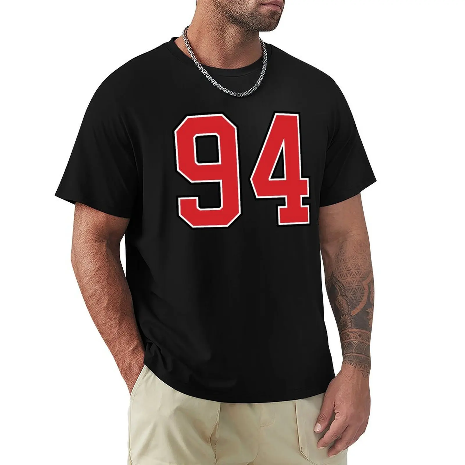 Sports Number 94, red black color lucky sport ninety four T-shirt blanks sports fans kawaii clothes t shirts for men cotton