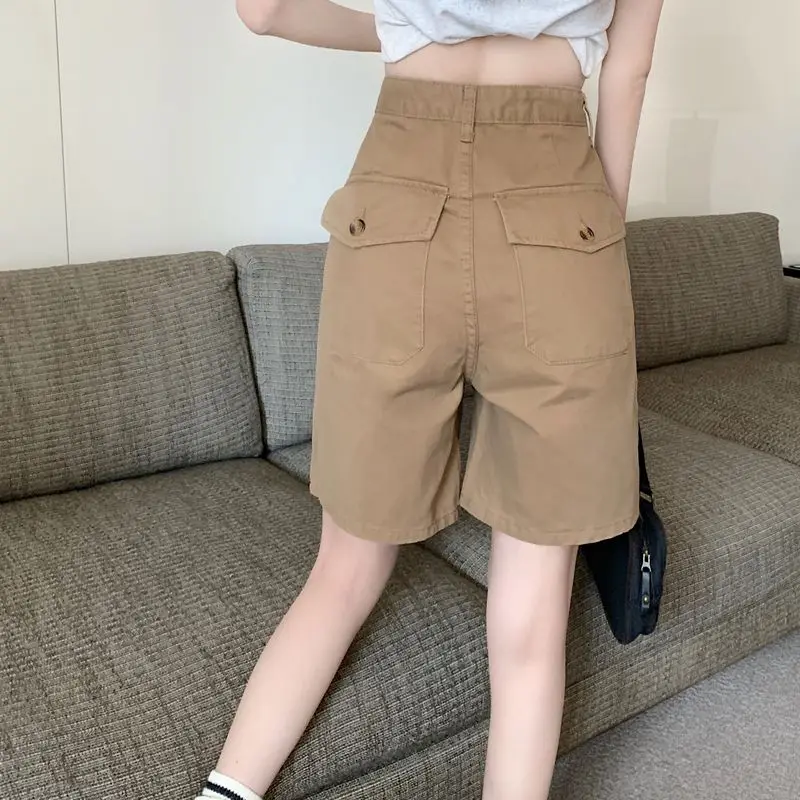 Five-point Wide-leg Pants for Women's Design New High-waist Straight-leg Loose Slim Mid-length Pants Casual Shorts