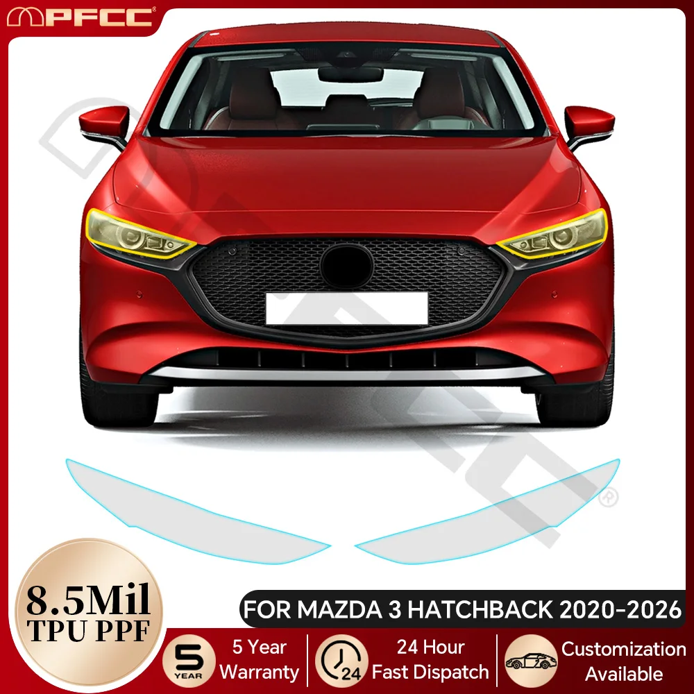 Car Headlight Rearview B Pillars Film For Mazda 3 Hatchback 2020-2026 TPU Protection Film Anti-scratch Clear Sticker Precut PPF