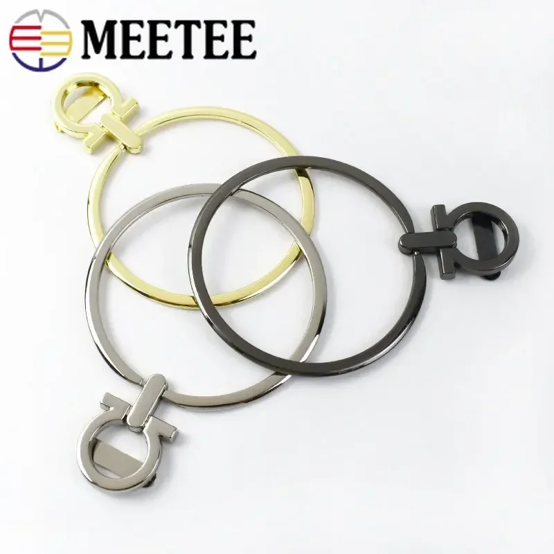 Meetee 2Pcs 88mm(3.46inch) O Ring Metal Buckles Bag Handles Bracket Hook Making Handbag Hardware Hand Rings Buckle Accessories