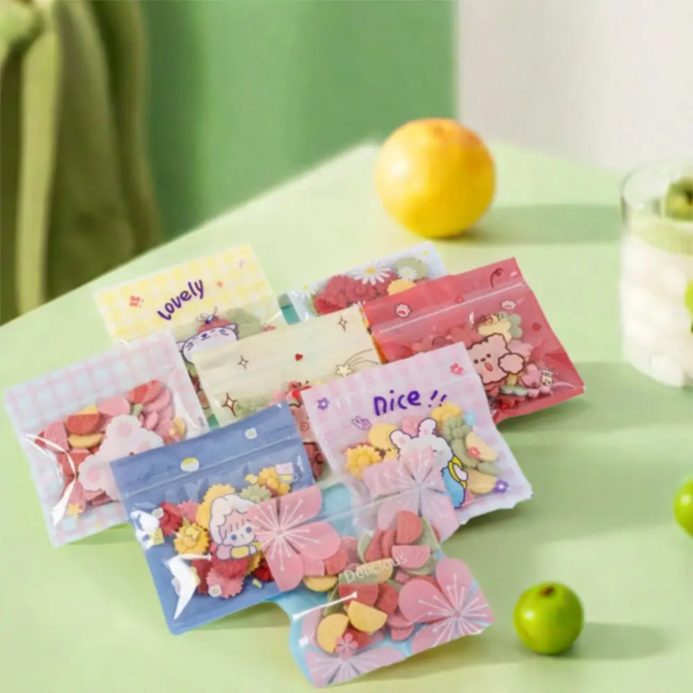 

50Pcs Plastic Candy Snack Storage Bags Cartoon Small Self Sealing Bags Reusable Sealed Candy Nougat Packaging Bags Biscuits