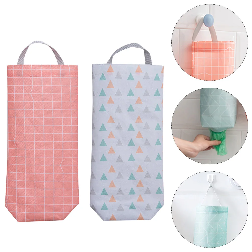

2Pcs Trash Bag Organizer Pouch Kitchen Storage Thick Oxford Cloth Dustproof Waterproof Cylinder Design Space Saving