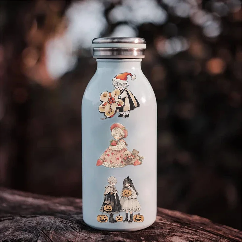 50 قطعة من ملصقات الجنية، ملصقات مقاومة للماء من الفينيل الجمالي القديم لزجاجة مياه للكمبيوتر المحمول على شكل قصاصات #5