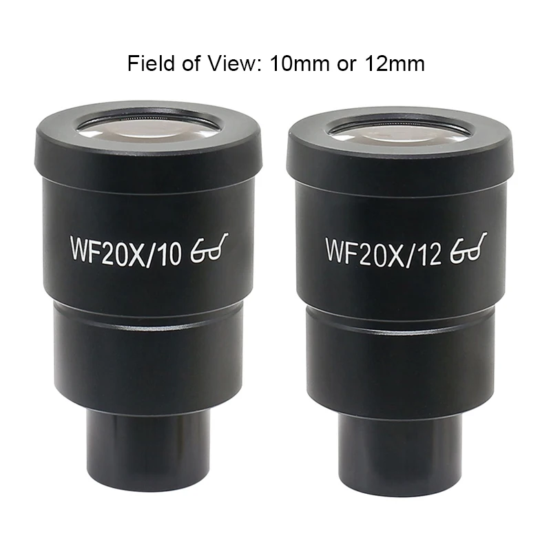 WF20X Eyepiece Ocular Lens for Stereo Microscope High Eye-point Field of View 10mm or 12mm with or without Reticle Scale