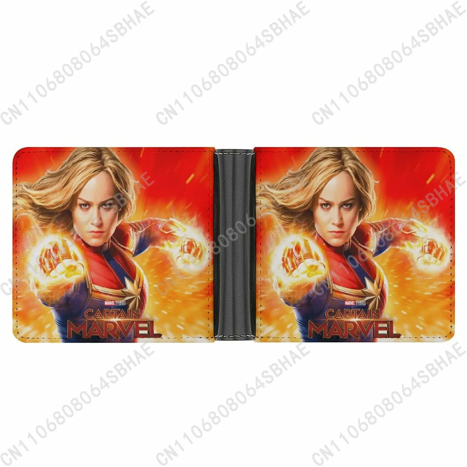 

Marvel Captain Marvel Trendy Leather Wallet Teenage Male Woman Slim Credit Card Holder Small Purse Daily Use Cosplay