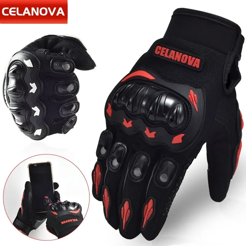 New Motorcycle Glove Breathable Bicycle Motorcycle Full Finger Guantes Motocross Motorbike Breath Mesh Touch Screen Racing Glove