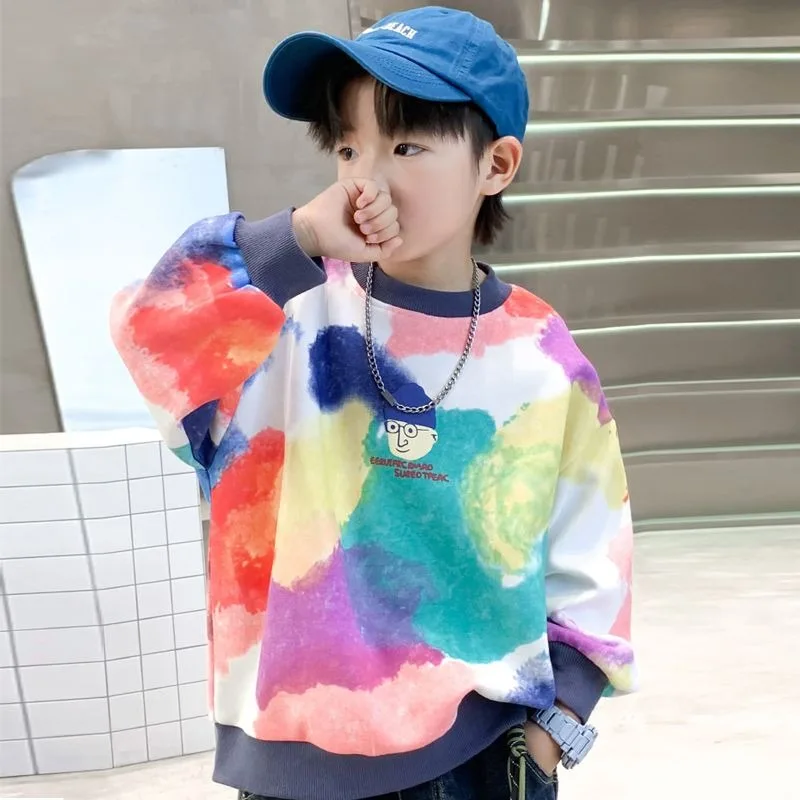 Boys' Medium-Large 2025 New Spring/Autumn No Hood Sassy Street-Style Trendy Layering Top Sweatshirt