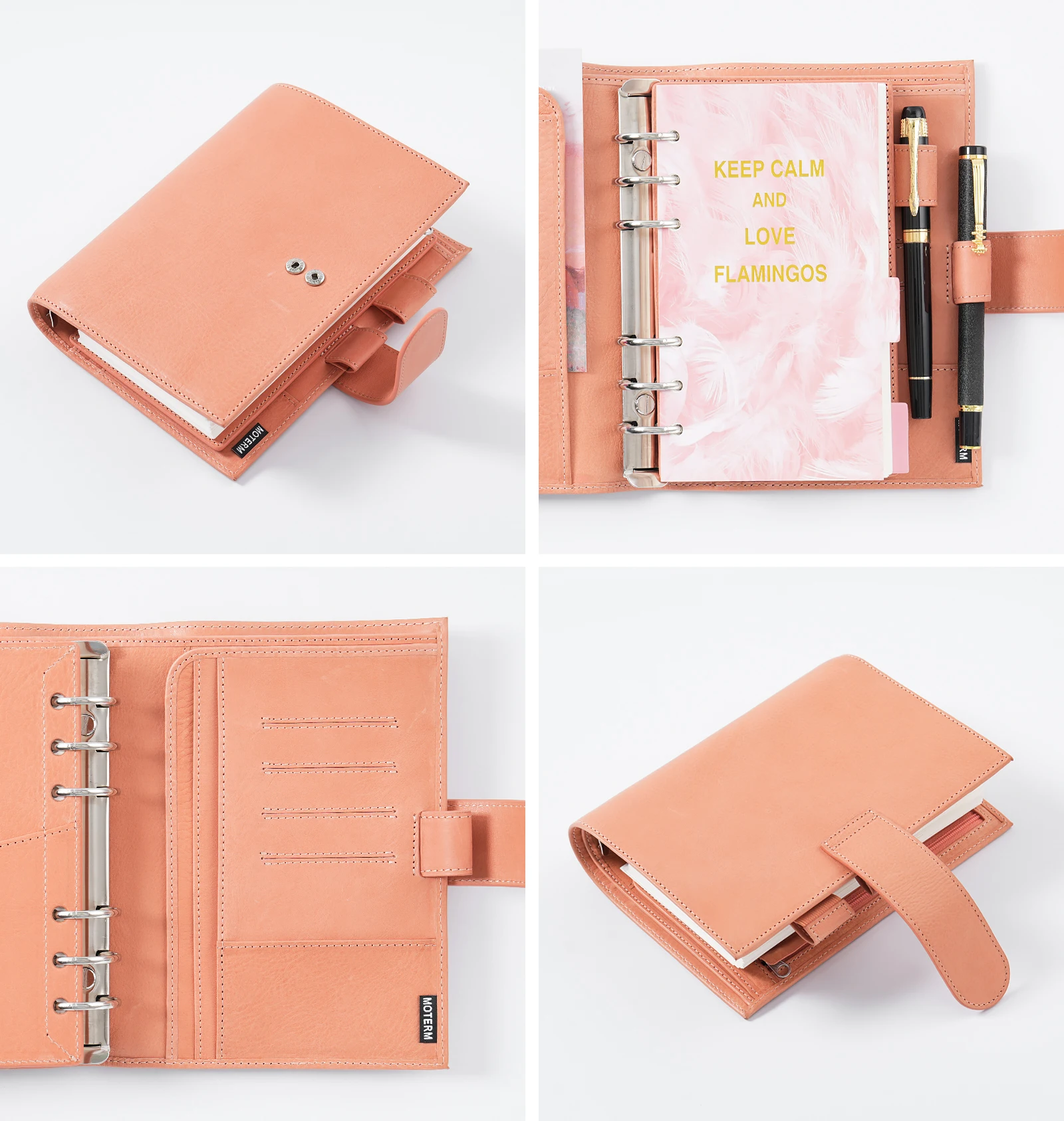 Moterm Personal Size Luxe Rings Planner Vegetable Tanned Leather Notebook with 30 MM Rings Binder Agenda Organizer Diary Journal
