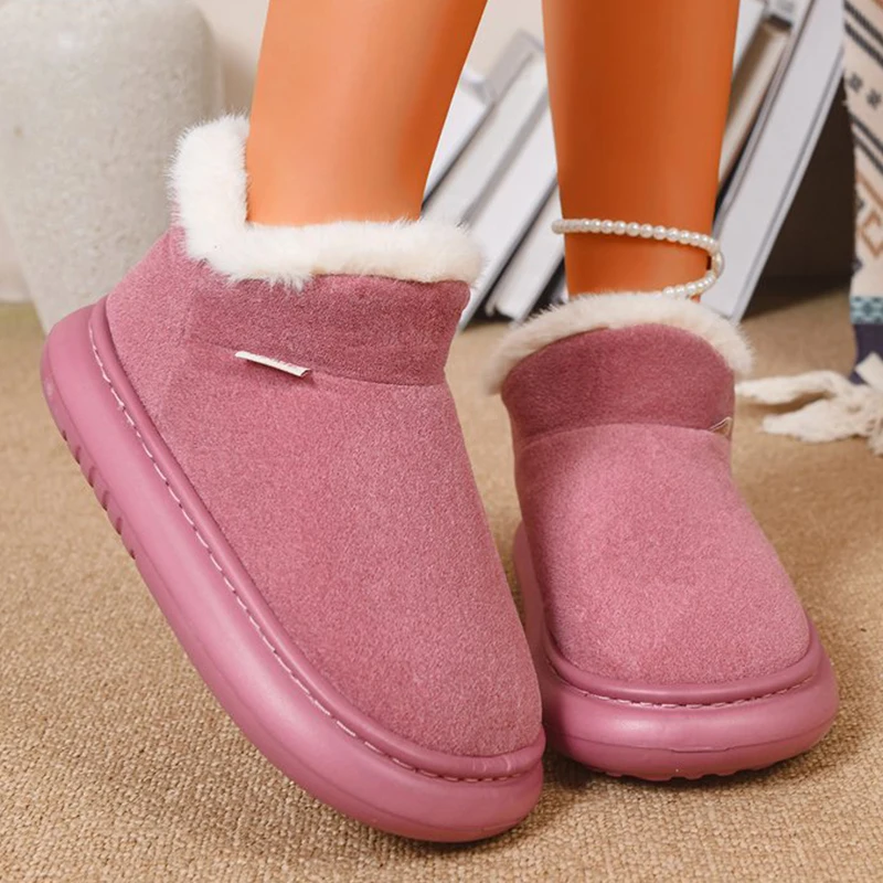 

Теплые длинные плюшевые женские зимние ботинки, удобные легкие зимние ботинки на толстой подошве, женские туфли с хлопковой подкладкой из искусственной замши, 2025 г.