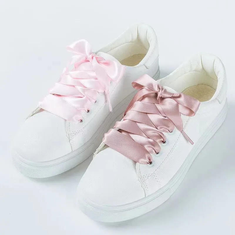 1 Paar Breite 2 cm Satin-Seidenband-Schnürsenkel Regenbogenfarbene flache Schnürsenkel für Sneaker Sport Casual Lederschuhe Saiten – Detail 14