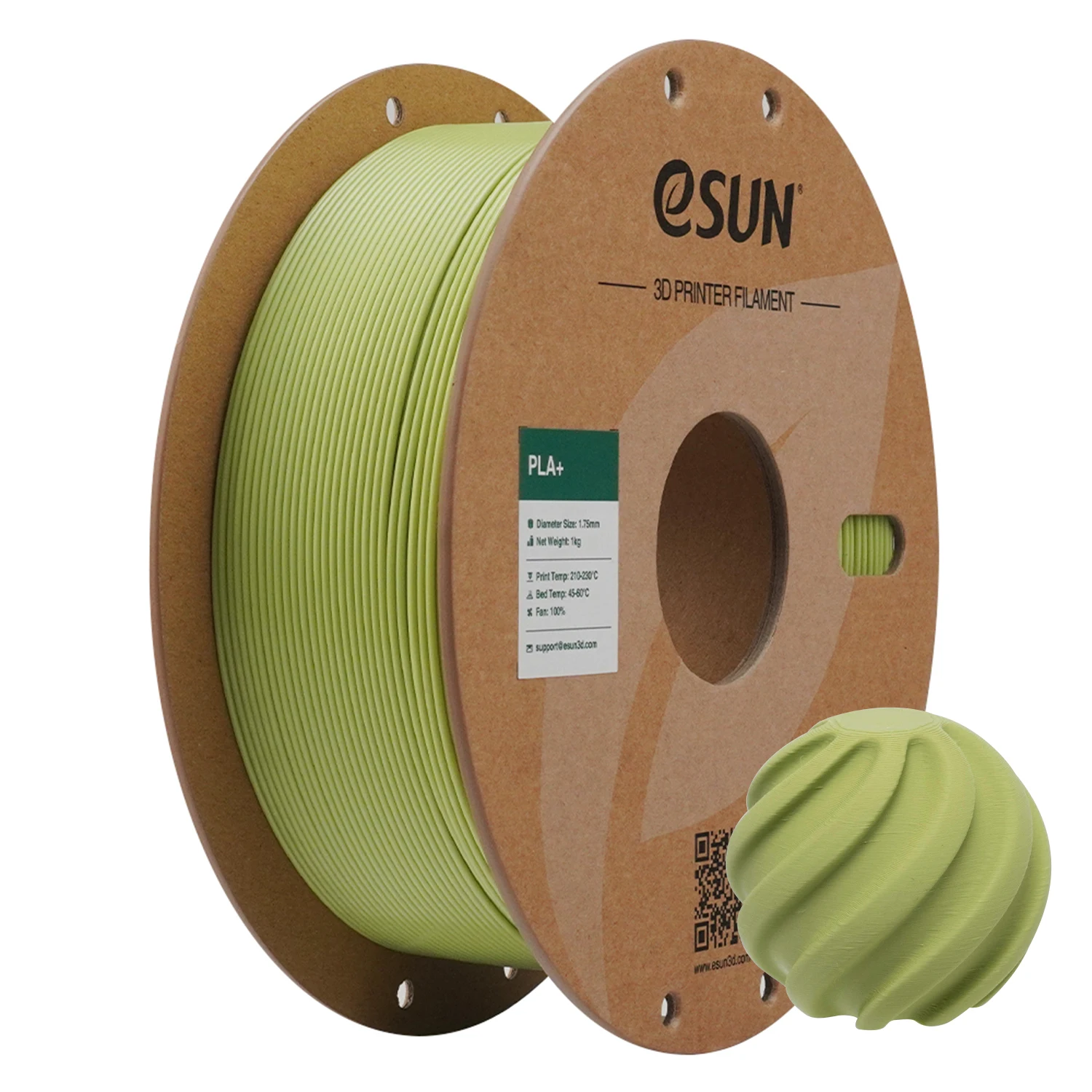 ESUN PLA+ 3D-printfilamenten 1kg PLA+ 1,75mm +/-0,02mm Kromvormingsvrij 3D-printfilament Netjes gewikkeld filament Vacuümverpakking Snelle verzending