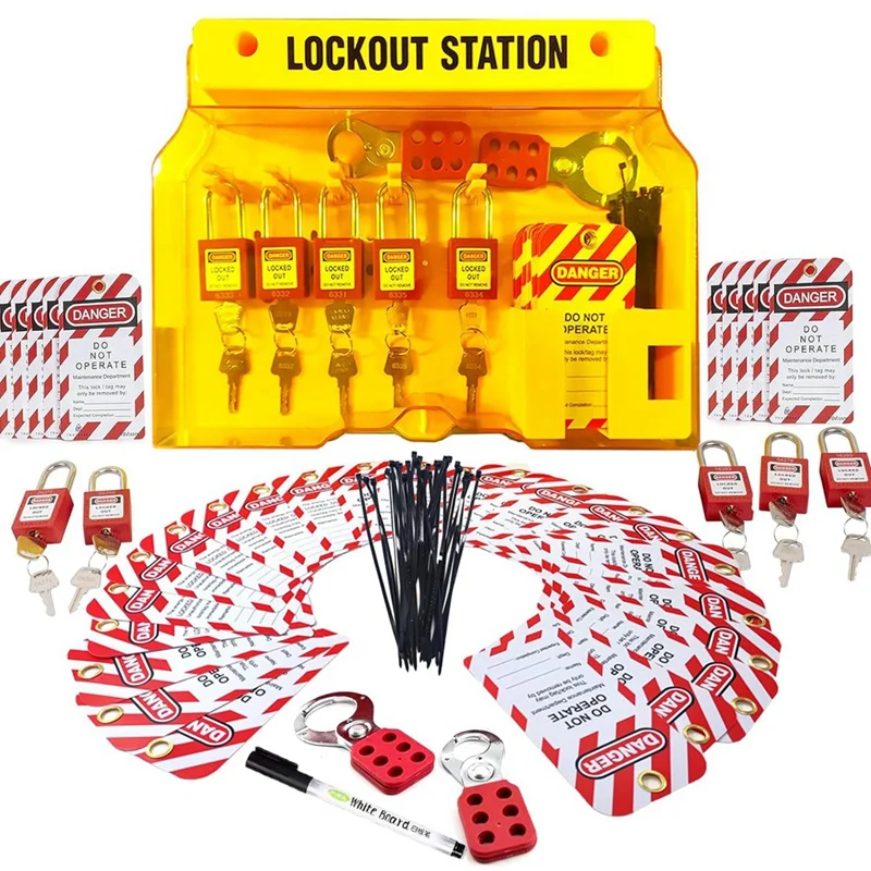 

Lockout Tagout Station For Safe Electrical Lockouts,2Hasps,25Loto Tags,Lock Out Tag Out Kit Board,Lockout Safety Supply