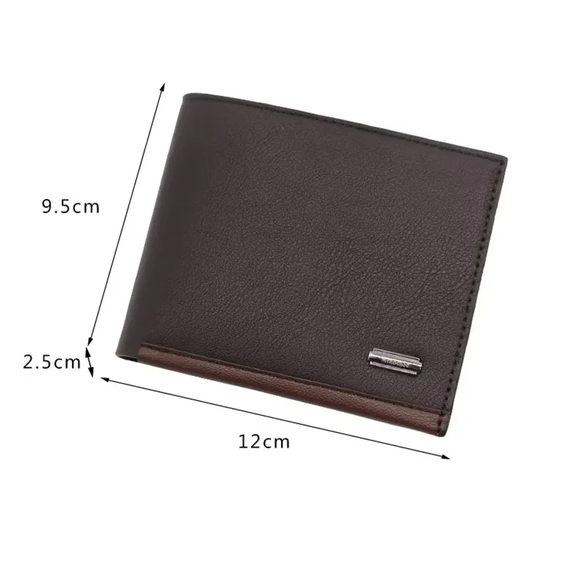High Quality Name Engraving Men's Short Wallet Simple Coin Pocket Male Purse with Card & Photo Holder Classic Money Clip view 3