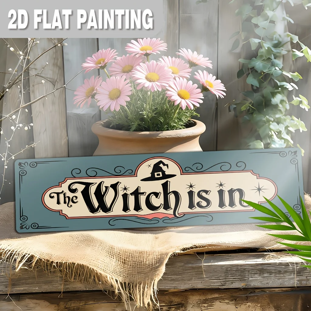 CIFBUY Rustikales Metallschild „Hier wohnt eine Hexe“, Aluminium-Wandkunst, wasserdicht, langlebig, Dekoration für Zuhause, Küche, Veranda, Wohnzimmer