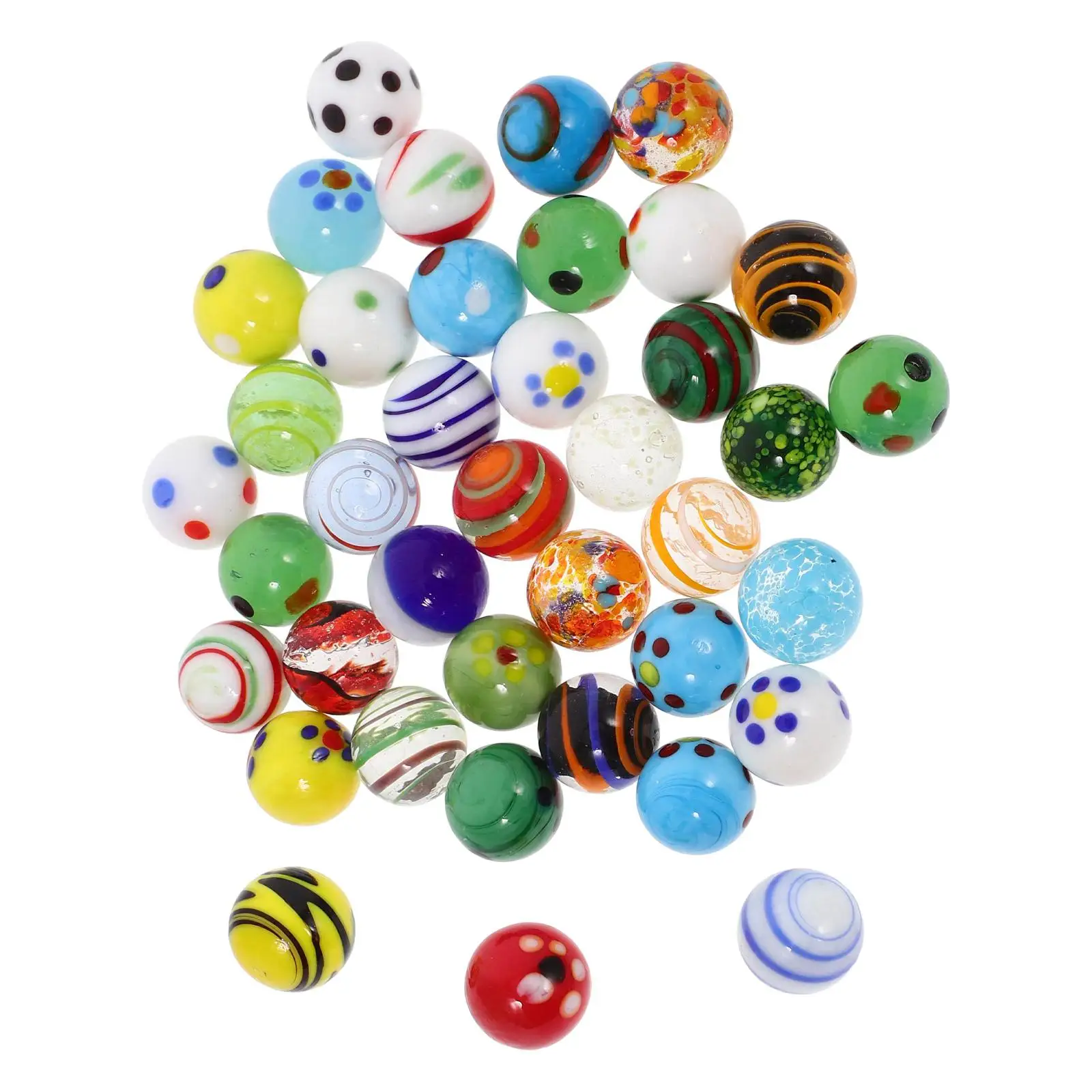 38-teiliges Glasmurmeln für Schmetterlings-Futterspender, Aquarium-Vase, Garten im Freien, kleine Kopfsteinpflasterperlen, Spielzeug, Kugeldekoration
