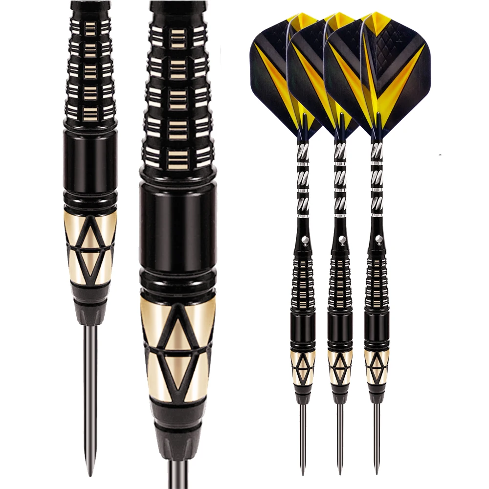 

Professional Dart Set with Extra Nylon Shaft Protector, Metal Needle Tip, Precision Engraved Brass Barrel, Case, 24g