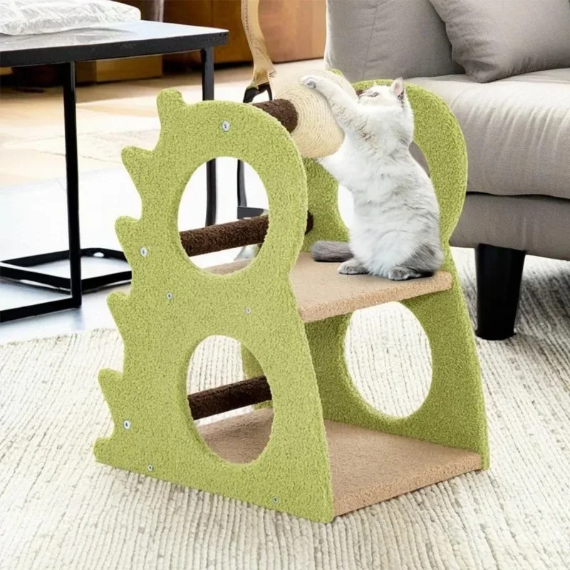 

2-Tier Modern Cat Tree for Indoor Cats with Rotatable Sisal Scratching Ball