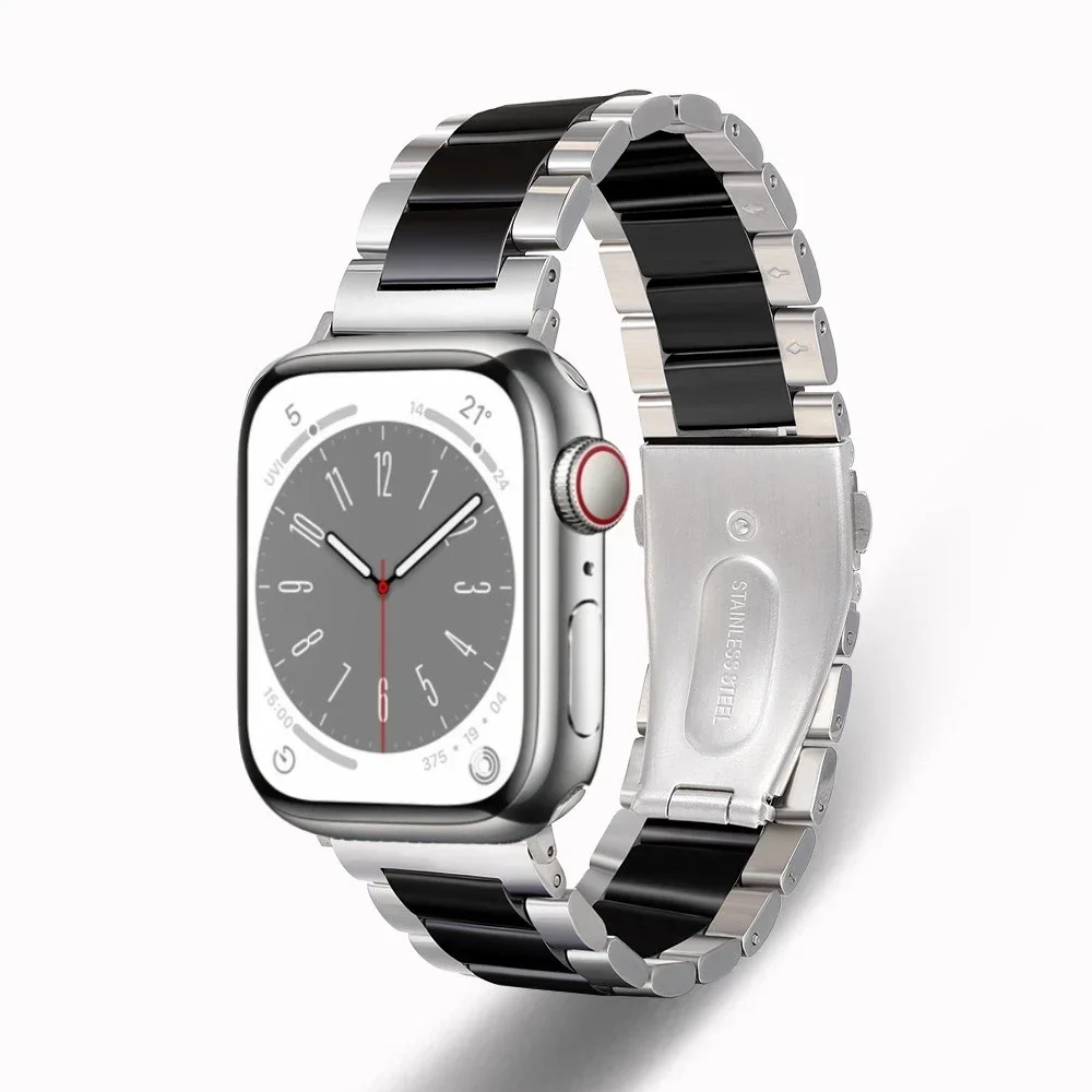 Correa de Metal + cerámica para Apple Watch 49mm 45mm 41mm 44mm 42mm 46/40mm pulsera de acero inoxidable iWatch Ultra 2 11 10 9 8 7 6 5 4 SE