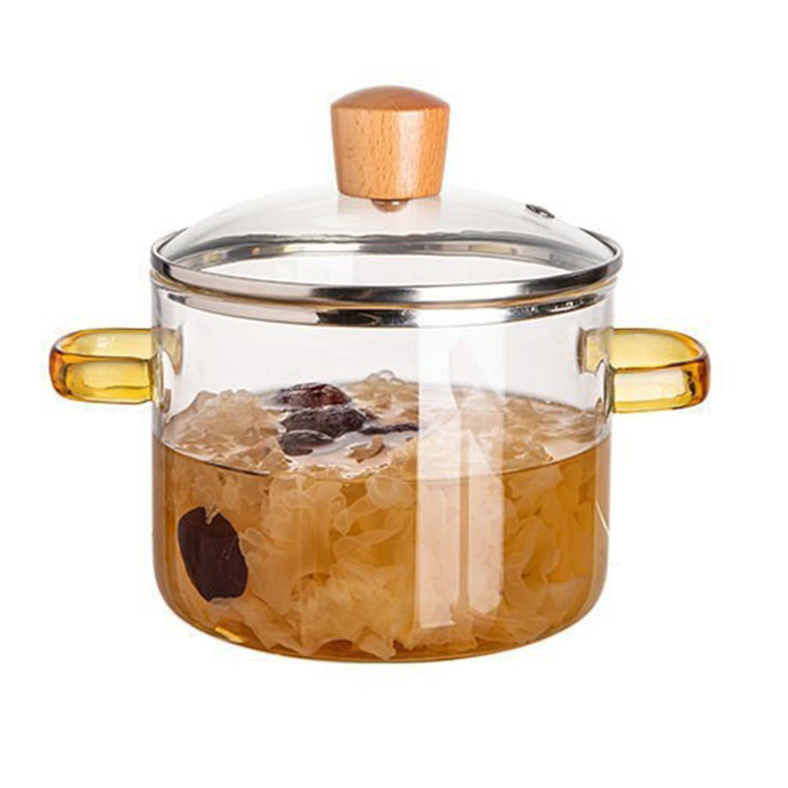 High Borosilicate Glass Simmer Pot Dust-proof Ergonomic with Handle Design for Cooking Ramen Oatmeal and Other Dishes