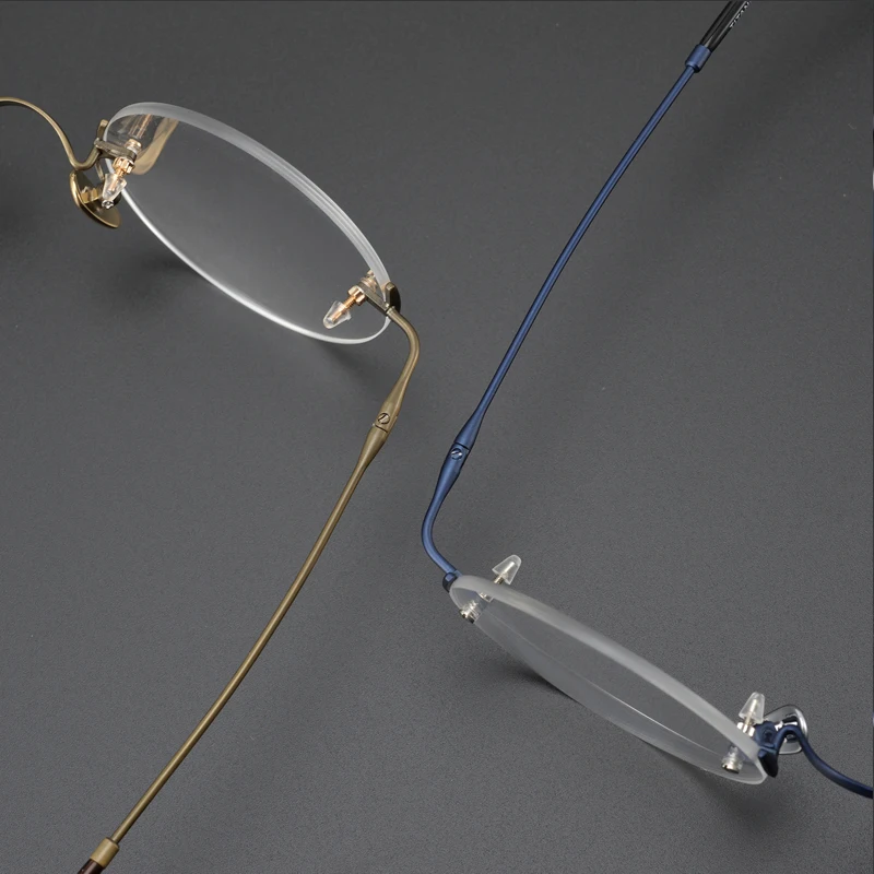 Pure Titanium Round Rimless Glasses Frame for Men Women Retro Eyeglasses Spectacles Frameless Small Faces Eyewear Fashion Rim