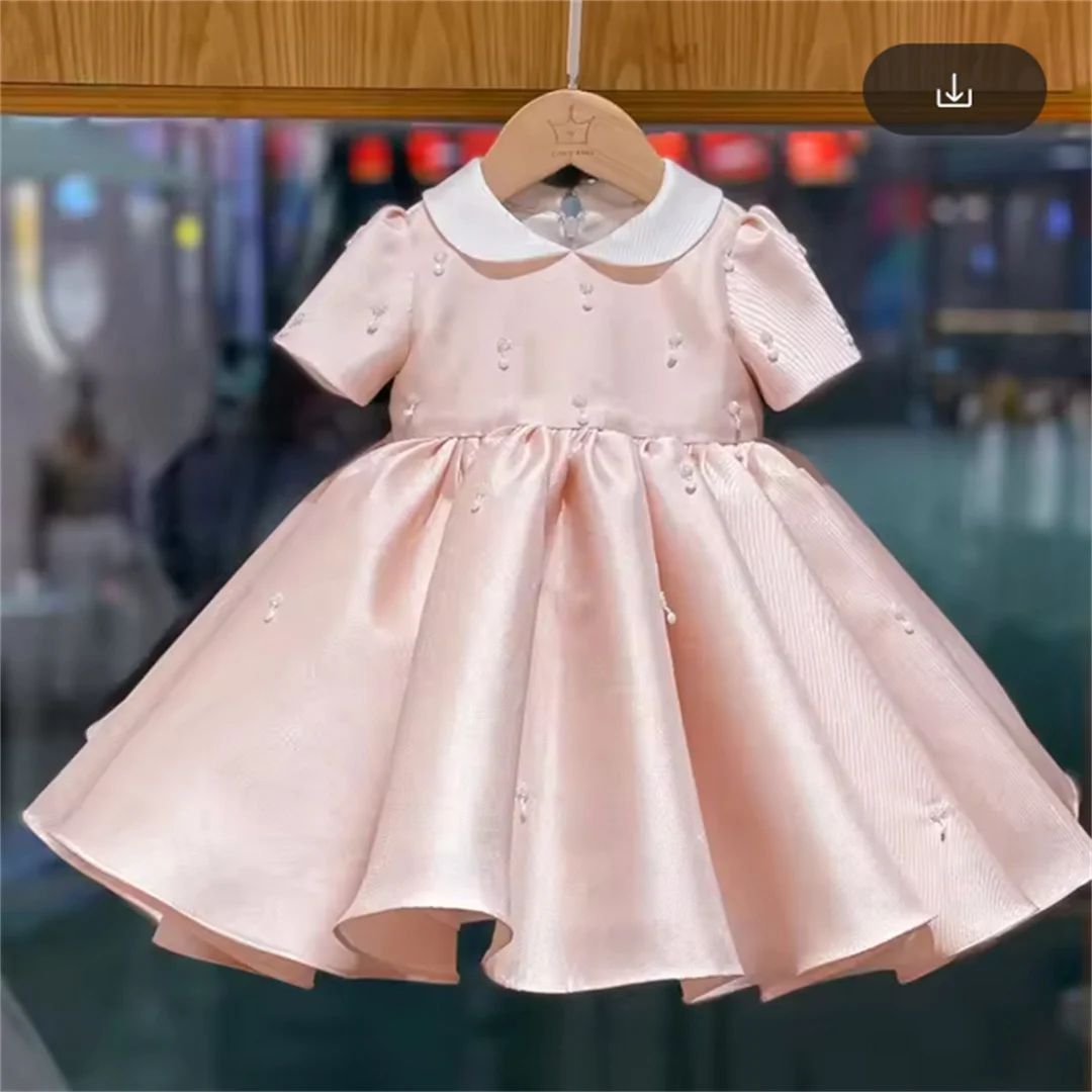 

Customized Children First Birthday Party Dresses For Baby Girls Princess White Gown Infant Wedding Vestidos Kids Girl Ceremonia