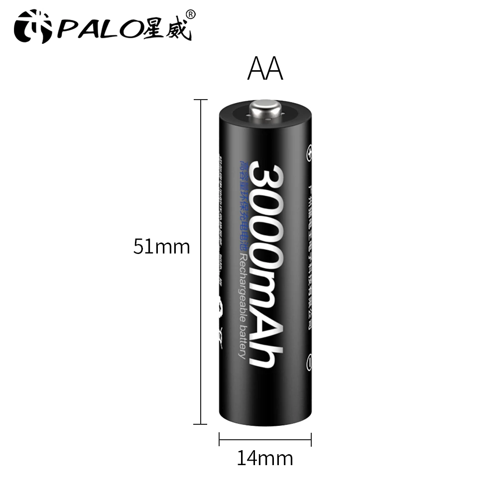 PALO 1.2V NI-MH AA Rechargeable battery 3000mAh AA NIMH 2A Batteries+ 12 Slots LCD charger for 1.2V AA AAA Battery