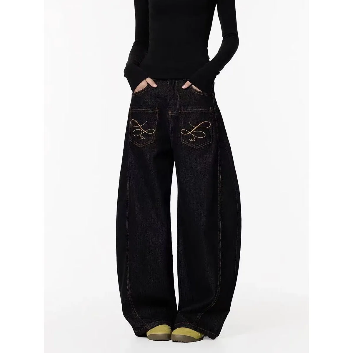 

Весенние американские уличные мужские и женские модные прямые джинсы в стиле хип-хоп для пар, свободные повседневные брюки в стиле ретро, новинка 2025 г.