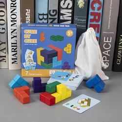 Wooden children's cube blocks, geometric models, math spatial learning, educational toys, Montessori teaching aids