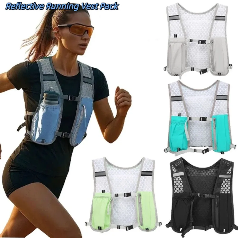 

Waterproof Reflective Running Vest Pack Adjustable Breathable Outdoor Running Vest Convenient Multifunctional