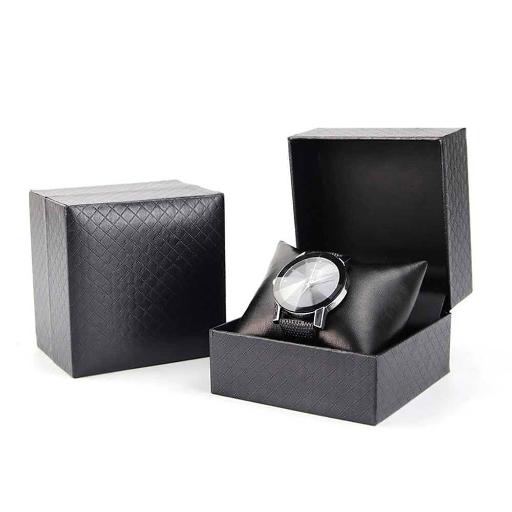 Fashion Diamond Pattern Imitation Leather Watch Box Case Holder Organizer Display Stand Bracelet Jewelry Storage Best Gifts  New